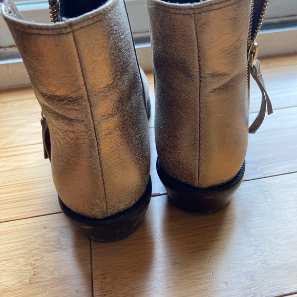 J Crew Gold Ankle Booties Size 9.5 - Picture 3 of 6